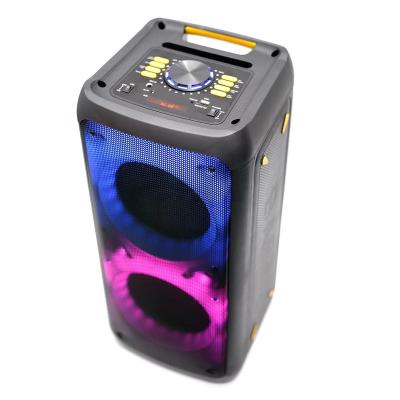 China None dual 8 inch led light speaker, wireless portable bluetooths subwoofer speaker for sale