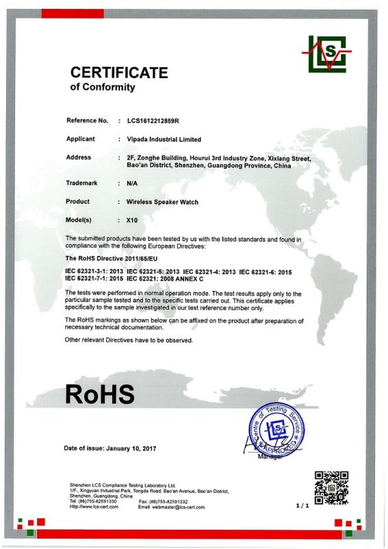 RoHS - Shenzhen Vipada Science & Technology Co., Ltd.