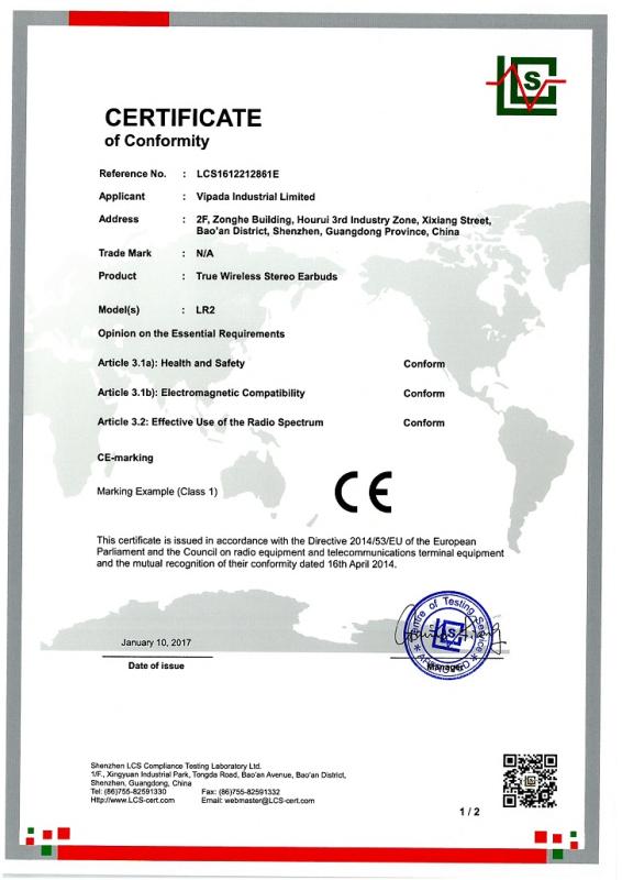 CE - Shenzhen Vipada Science & Technology Co., Ltd.