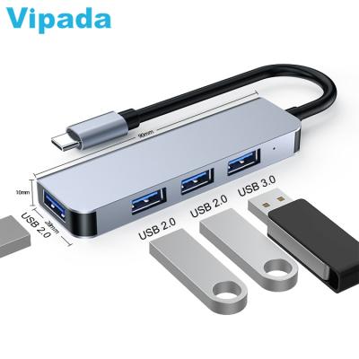 China With LED Indicator 4 in 1 4 Port USB C Hub 3.0 Type C to USB 3.0 Adapter USB C Dock for sale