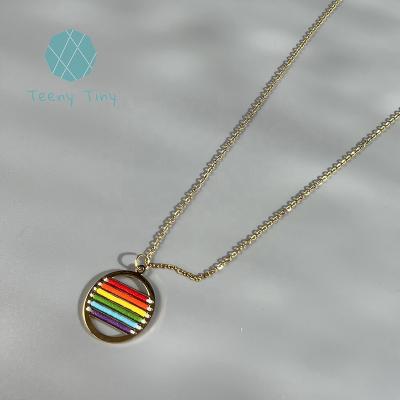 China Teenytiny BOHEMIA Rainbow Pendent Miyuki Seed Bead Circle Necklace for sale