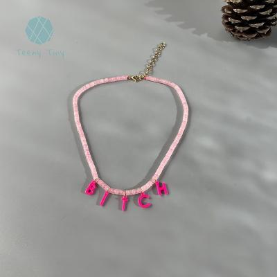 China Wholesale BOHEMIA Teenytiny Rose Quartz Handmade Stone Choker Necklace With Name for sale