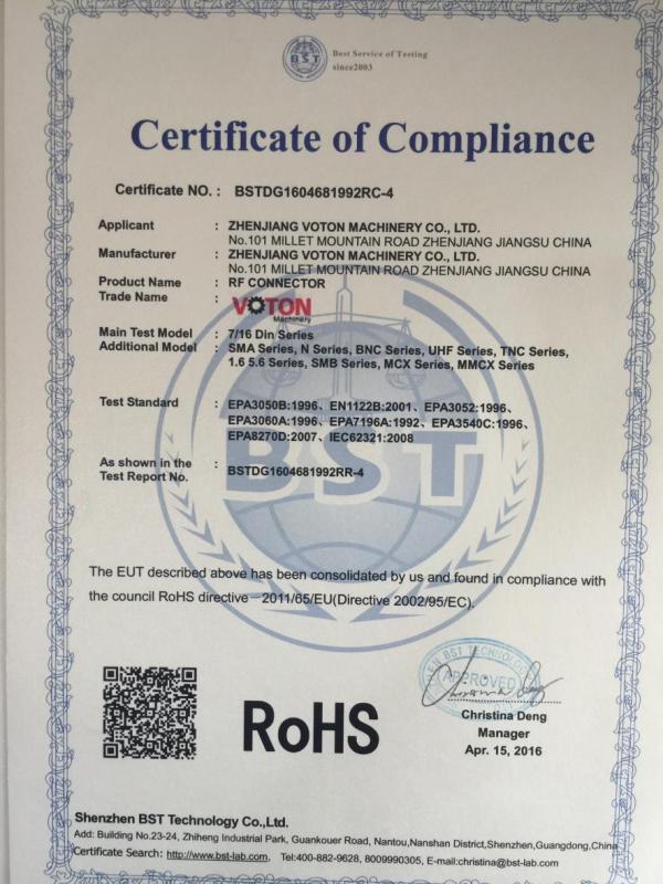 RoHS - Zhenjiang Voton Machinery Co., Ltd.