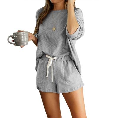 China 2020 High Quality Breathable In Stock Pocketed Knit Loungewear Set Pajamas Women Long Sleeve for sale