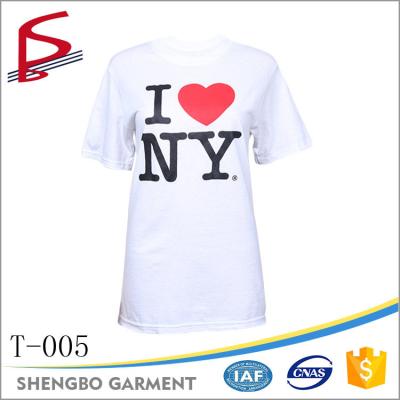 China Anti-pilling wholesale I love NEW YORK NY white T-shirt 120g 130g 150g for sale