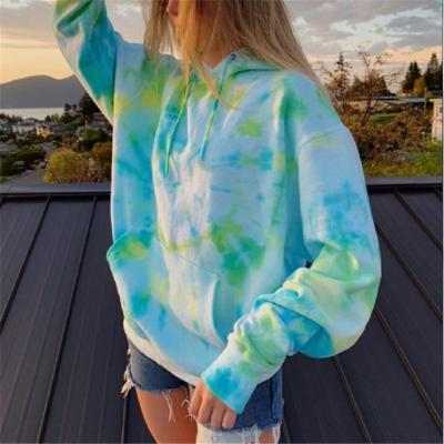 China hot Anti-wrinkle streetshirts ladies long sleeve loose sweatshirt tie dye hoodie sweaters women for sale