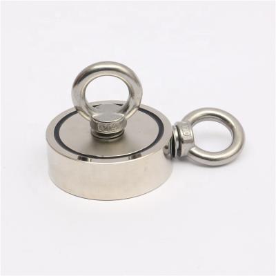 China Industrial Extremely Powerful Neodymium Salvage Salvage Fishing Magnet Double Sided With Stainless Steel Hook for sale