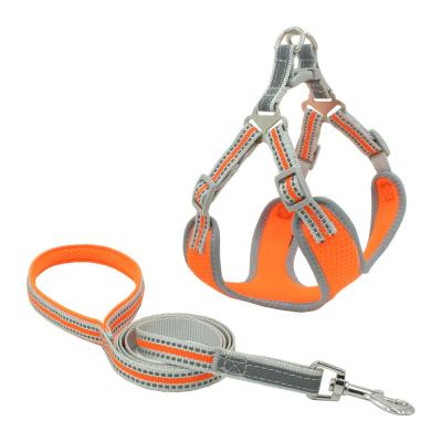 China Stocked Customized Thoughtful Adjustable Breathable Mesh Dog Harness And Leash Set for sale