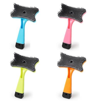 China Stocked Removes Tangled Hair Dogs Cats Pet Grooming Brush Self Cleaning Pet Hair Remover Comb for sale