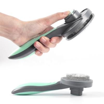 China Stocked Shape No Skin Damage One Hand Operate Grooming Easy Pet Pin Hair Brush for sale