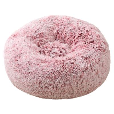 China Durable Removable And Washable Winter Warm Round Soft Long Fluffy Pet Bed For Dog And Cat for sale