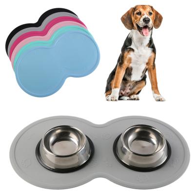 China Non-slip Oval Shape Silicone Waterproof Pet Bowl Mat For Dog Cat for sale