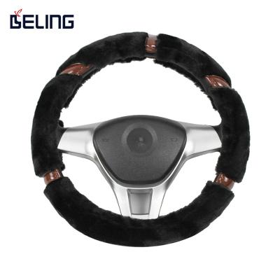 China Wholesale Perfect Fit Car Interior Accessories Black Fluffy Plush Steering Wheel Cover For Women for sale