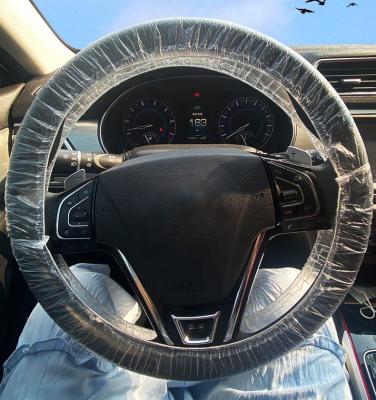 China Brief & PE Single Disposable Color Car Wheel Cover Disposable Non Woven Steering Wheel Cover for sale