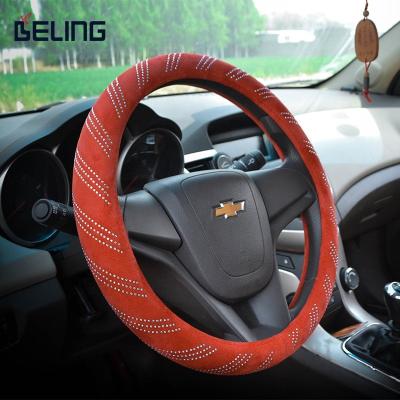 China Diamond Leather and Universal PVC Cover 36-40cm Bling Diamond Car Accessories Steering Wheel for sale