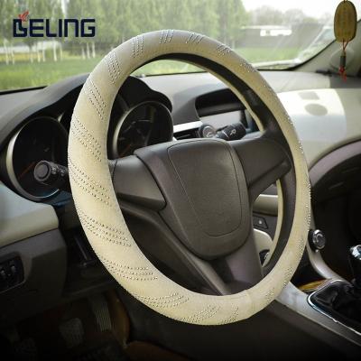 China Diamond Crystal Rhinestones Universal Fit 15 Inch Diamond Leather Car Wheel Steering Cover Anti-skid Glitter for sale