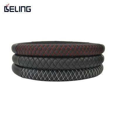 China Sports Beling Embossed Wheel Cover Car Accessory Fashion Car Leather Steering Wheel for sale