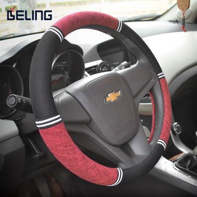 China beach & Vacation Beling Cotton Canvas Breathable Sweat-absorbent Car Steering Wheel Cover for sale