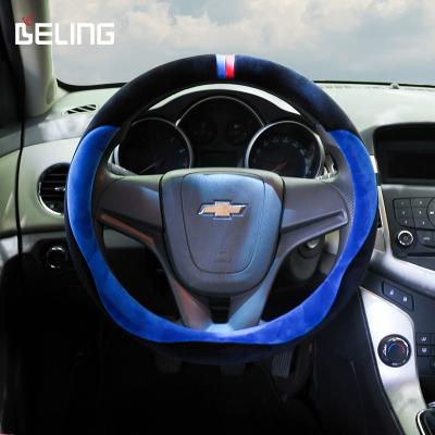 China Luxury Universal Car Sheepskin Fuzzy Plush Steering Wheel Cover Fluffy Warm Furry For Women Girl for sale