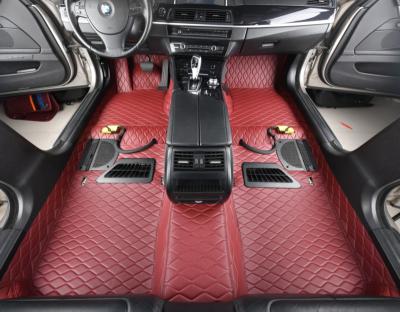 China All-Season Pad Custom Personalized Luxury Real Leather Emboss Red Checker Plate Mat Floor Mats For Cars for sale