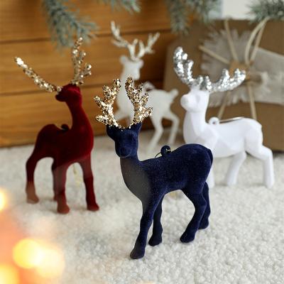 China Environmental Friendly Wholesale Christmas Hanging Decorations Christmas Reindeer Flocked elk pendant Ornaments Xmas Holiday Decorations for sale