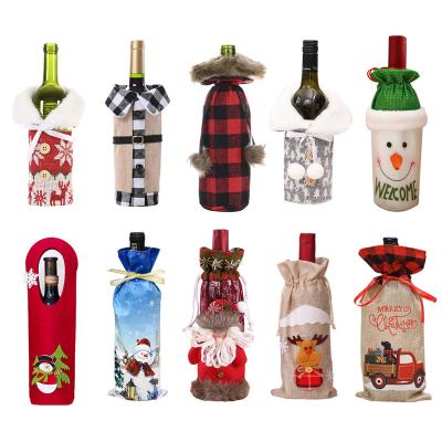 China Environmental Friendly Wholesale Navidad Christmas Decoration Christmas Wine Bottle Cover Merry Christmas Bottle Cover Ornaments Gifts for sale