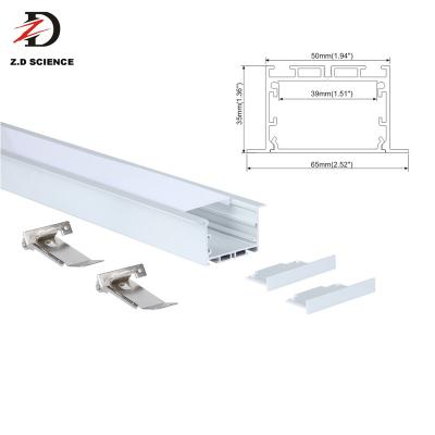 China Decorations 65*35MM Recessed Aluminum Profile For LED Strip Light 50MM Cutout Linear LED Light Fixture for sale