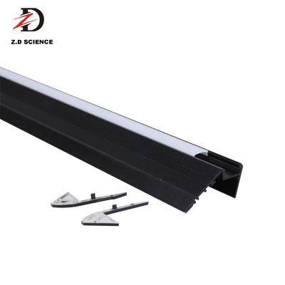 China Decorations Slim Black LED Aluminum Profile For Stairs Steps LED Profile With Blue LED Strip Light for sale