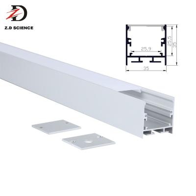 China Decorations 35*35MM U shape exterior ceiling aluminum profile for LED lighting fixtures,LED linear pendant light fitting for sale