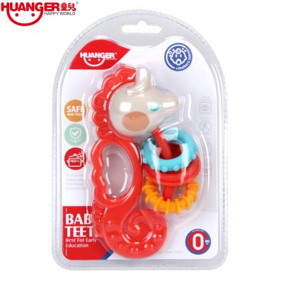 China Huanger 0-12 Months Sale Baby Rattle Toothbrush Soft Hot Safe Seahorse Teether Funny Kid Toy for sale