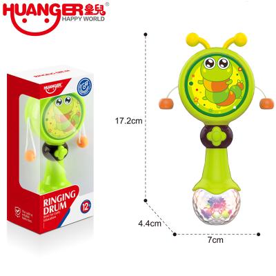 China Huanger Multifunctional Music Lighted Hand Shake Drum Rattle Stick Babies Plastic FLASHING Toys for sale