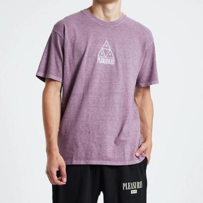 China Anti-Wrinkle Newcomer Garment Dyed Purple T Shirts Mens Loose T-Shirt for sale