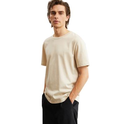 China Anti-wrinkle t-shirt high quality black white khaki color durable and sturdy 100% organic cotton t-shirt for men for sale