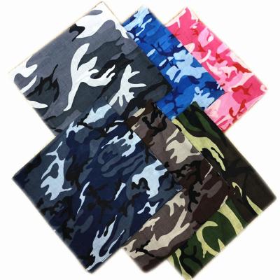 China Low MOQ bandana 100% cotton camouflage color bandana square face cover of multifunctional scarf for sale