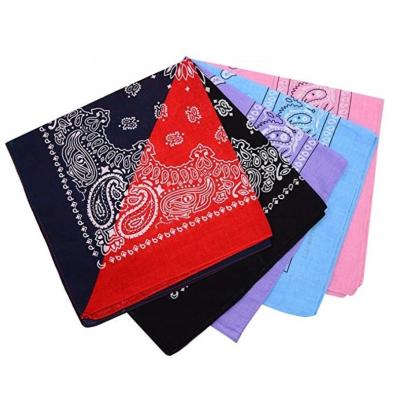 China Breathable Paisley Design Cotton Wind China Manufacturer Hip Hop Heavy Duty OEM Square 100% Soft Bandanas 24 Colors Available for sale