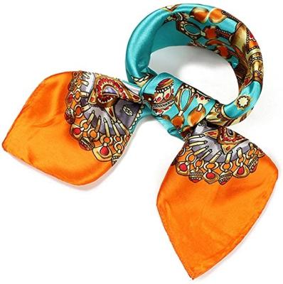 China Multifunctional Satin Scarf Factory Promotion Bandana Square Neck Scarf Silk Feeling Head Wraps Custom Bandanas Logo for sale