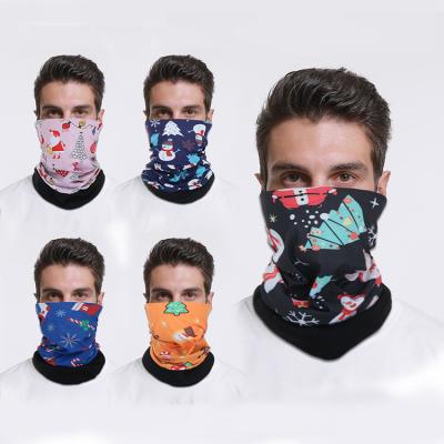 China Neck Cuff Merry Christmas Windproof Custom Printed Fleece Elastic Neck Polyester Face Cover Warmer Bandana for sale