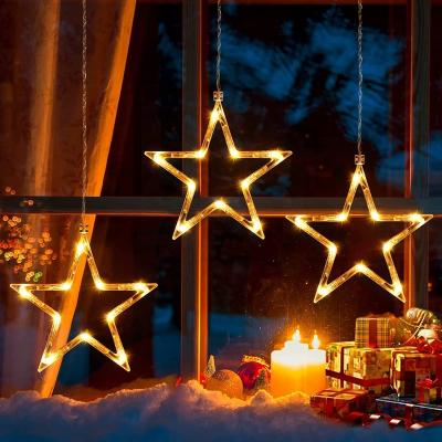 China Quntis Star 3 Star Christmas Window Lights with Timer and Memory LED Twinkle Star String Lights Decoration for sale