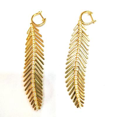 China New FASHIONABLE High Quality Sterling Silver Earrings Leaf 18K Gold Eardrop Studs 925 for sale