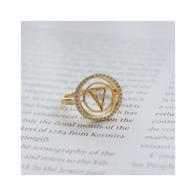 China Most Popular Best FASHIONABLE Adjustable Gold Ring With Diamond Initial V Shaped Rings for sale