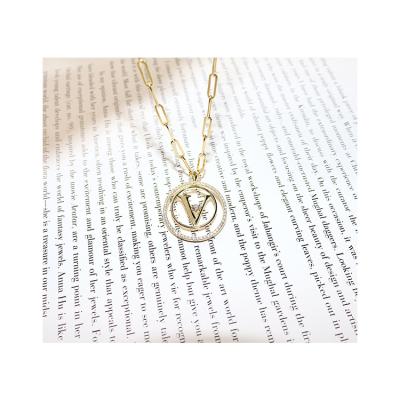 China Cheap And High Quality Vintage Natural Stone Gold Jewelry V Shape Thin Chain Necklace With Diamond for sale