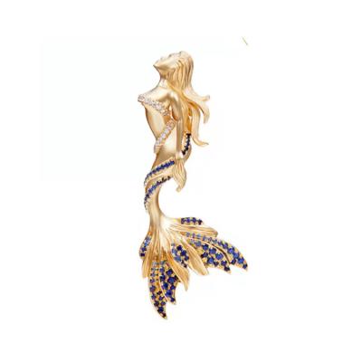 China New Design Wholesale Price Mermaid Fashionable Women Pin Luxury Brooch For Women for sale