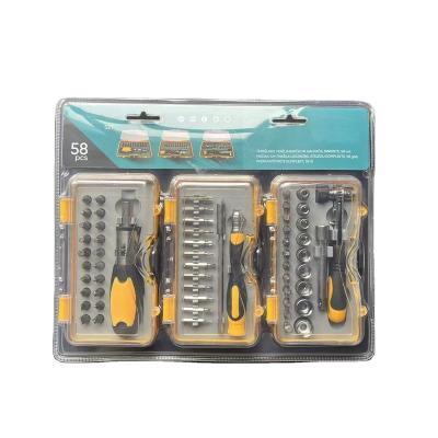 China Household 58PC Cordless Plastic Manual Screwdriver Socket Precision Screwdriver Tool Kit Yellow for sale