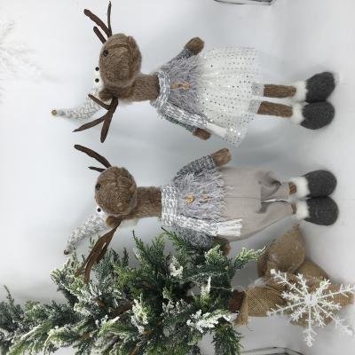 China 2021 Christmas Decoration 50cm Jolly Xmas Merry Large Standing Moose Christmas Ornament Navidad Decoration With Overalls for sale