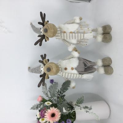 China Cute Standing Moose Christmas Ornament Navidad Decoration 50cm Jolly Xmas Merry Tall With Overalls for sale