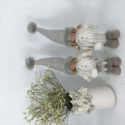 China OEM ODM Service Cute Handmade European Unique Winter Christmas Home Decoration Plush Knitted Girl Doll Ornament for sale