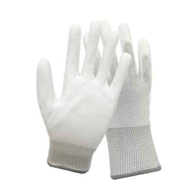 China Automotive Electronics / Assembly Nylon ESD PU Coated Gloves Knit Gloves For Work Construction for sale