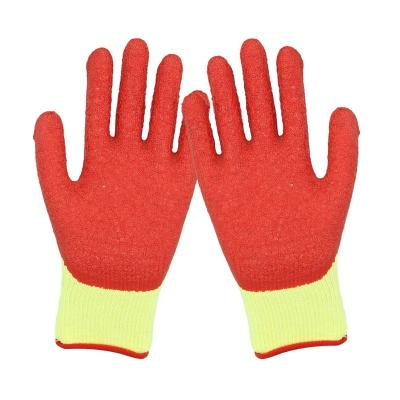 China Flexible Chemical Rubber Household Working Gloves Latex Dipped Wrinkle Coated Gloves for sale