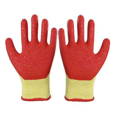 China Flexible Wrinkle Resistant Orange Rubber Palm Coated Industrial Gloves Garden Latex Working Gloves for sale