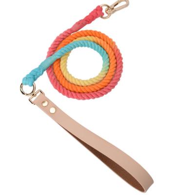 China Customized OEM ODM Dog Training Rope Designer Mixed Colors 100% Hand Made Cotton Dog Leashes for sale